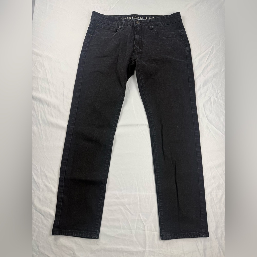 American Rag Slim Fit Jeans Black Stretch Denim W30 L30 Mens Dark Wash Pants